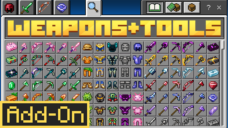 Weapons &plus; Tools Add-On on the Minecraft Marketplace by Mythicus